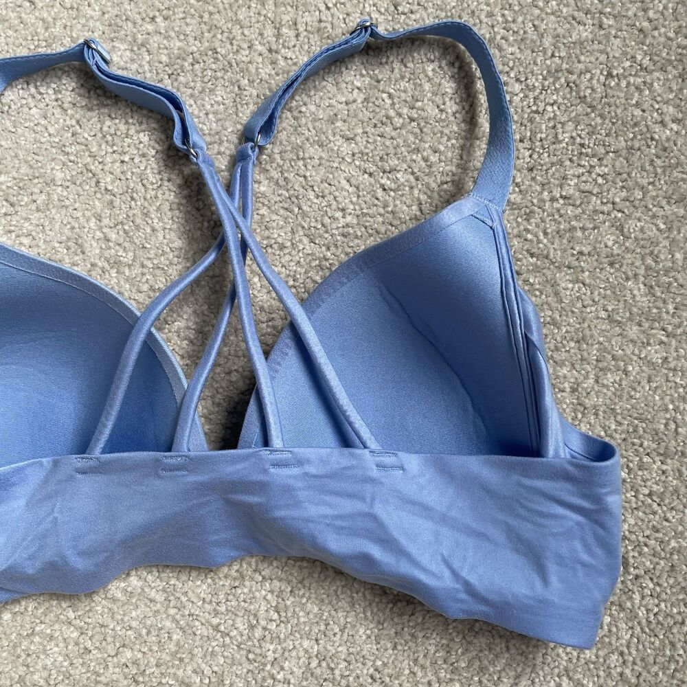 Aerie Real Sunnie Wireless Bra Crossover Back Light Blue Supportive Size 34B - Picture 5 of 8